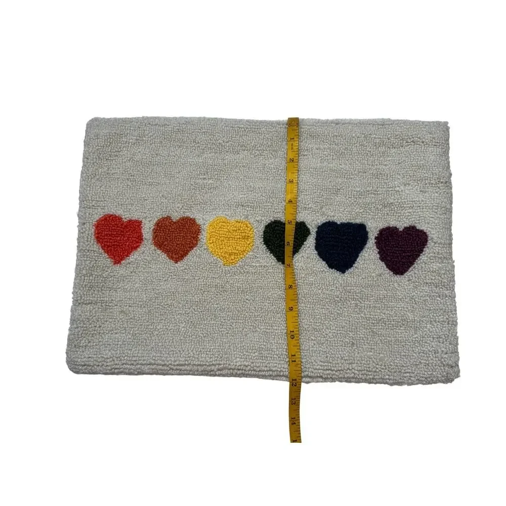 Rainbow Heart Rectangle Knit Pillow Cover Zippered Cotton Blend Textured SONOMA